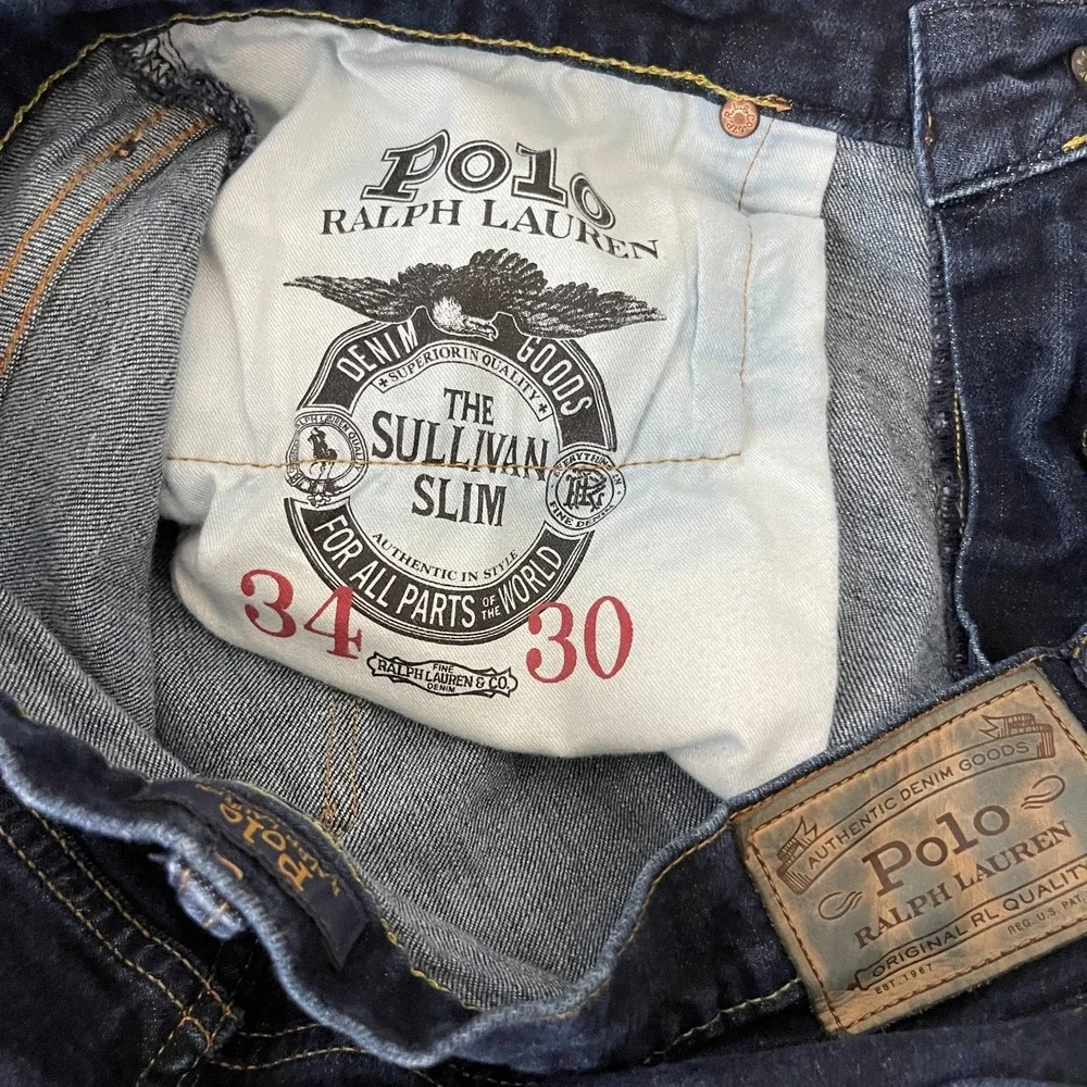 Polo Ralph Lauren Sullivan Slim Fit Jeans Mens 34x29 Dark Wash Stretch Denim